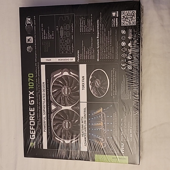MSI ARMOR GEFORCE GTX 1070 GRAPHICS CARD VR READY OC Edition Brand New Sealed! - Picture 2 of 4